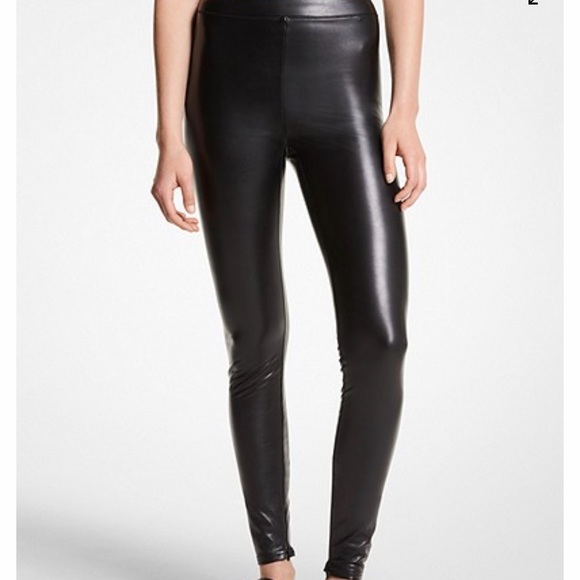 MICHAEL KORS Stretch Faux Leather Leggings Size 14 Black with TAG - Picture 3 of 6